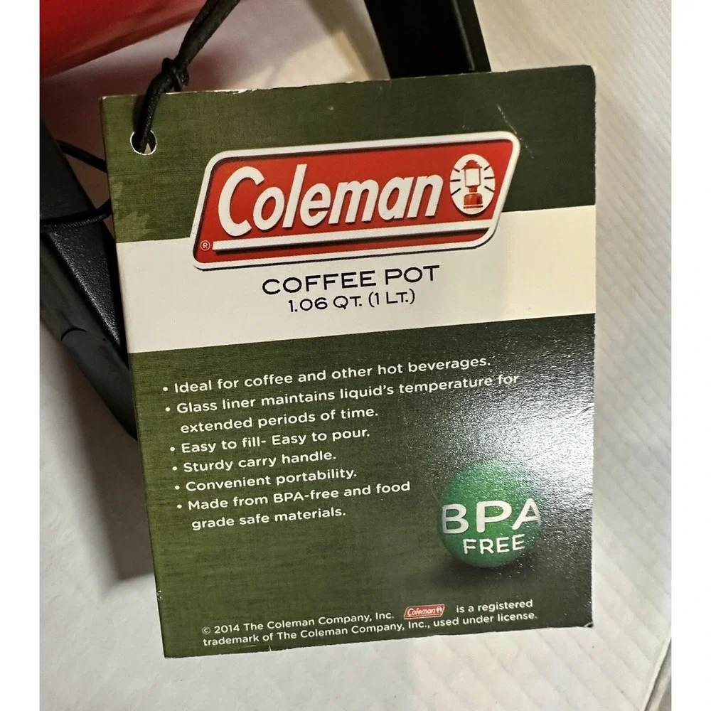 NEW Coleman Coffee Pot Cafeteria 33.8 Oz Glass liner Bpa Free Camping Outdoors